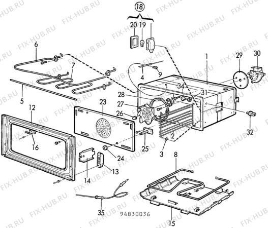 Взрыв-схема комплектующей Elektro Helios SK678-4 - Схема узла H10 Main Oven Cavity (large)